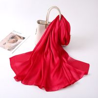 Women's Lady Fashion Simple Style Solid Color Satin Silk Scarves sku image 3