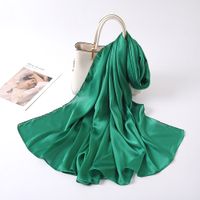 Women's Lady Fashion Simple Style Solid Color Satin Silk Scarves sku image 11