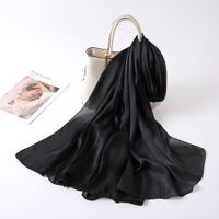 Women's Lady Fashion Simple Style Solid Color Satin Silk Scarves sku image 1
