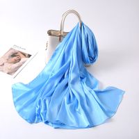 Women's Lady Fashion Simple Style Solid Color Satin Silk Scarves sku image 12