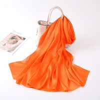 Women's Lady Fashion Simple Style Solid Color Satin Silk Scarves sku image 5