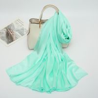 Women's Lady Fashion Simple Style Solid Color Satin Silk Scarves sku image 9