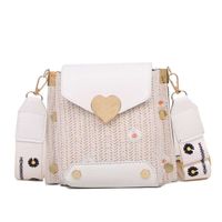 Women's Small Straw Solid Color Vintage Style Square Flip Cover Crossbody Bag sku image 1