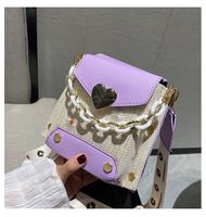 Women's Small Straw Solid Color Vintage Style Square Flip Cover Crossbody Bag sku image 7