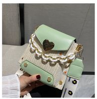 Women's Small Straw Solid Color Vintage Style Square Flip Cover Crossbody Bag sku image 8