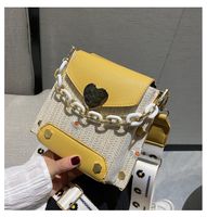 Women's Small Straw Solid Color Vintage Style Square Flip Cover Crossbody Bag sku image 6