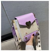 Women's Small Straw Solid Color Vintage Style Square Flip Cover Crossbody Bag sku image 3