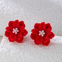 1 Pair Simple Style Flower Three-dimensional Alloy Ear Studs sku image 7