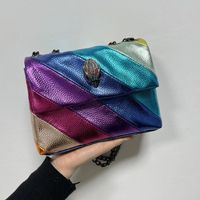 Women's Small Pu Leather Color Block Fashion Square Magnetic Buckle Crossbody Bag sku image 2