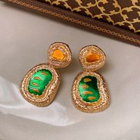 Fashion Heart Shape Copper Plating Inlay Artificial Gemstones Drop Earrings 1 Pair sku image 23