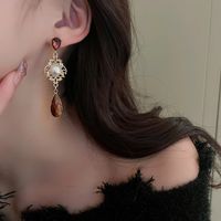 Fashion Heart Shape Copper Plating Inlay Artificial Gemstones Drop Earrings 1 Pair sku image 24