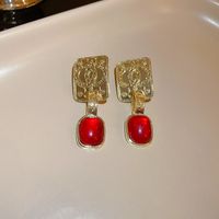 Fashion Heart Shape Copper Plating Inlay Artificial Gemstones Drop Earrings 1 Pair sku image 21