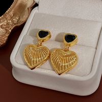 Fashion Heart Shape Copper Plating Inlay Artificial Gemstones Drop Earrings 1 Pair sku image 10