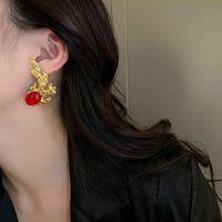 Fashion Heart Shape Copper Plating Inlay Artificial Gemstones Drop Earrings 1 Pair sku image 4