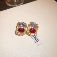 Fashion Heart Shape Copper Plating Inlay Artificial Gemstones Drop Earrings 1 Pair sku image 16