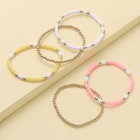 5 Piece Set Fashion Solid Color Ccb Soft Clay Handmade Gold Plated Women's Bracelets main image 3