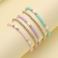 5 Piece Set Fashion Solid Color Ccb Soft Clay Handmade Gold Plated Women's Bracelets sku image 1