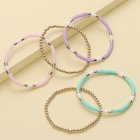 5 Piece Set Fashion Solid Color Ccb Soft Clay Handmade Gold Plated Women's Bracelets main image 6