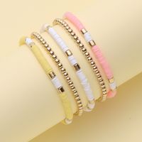 Conjunto De 5 Piezas A La Moda De Color Sólido Ccb Suave Arcilla Hecha A Mano Chapado En Oro Pulseras Para Mujer main image 4