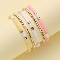 5 Piece Set Fashion Solid Color Ccb Soft Clay Handmade Gold Plated Women's Bracelets sku image 2