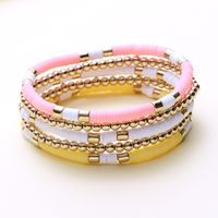 5 Piece Set Fashion Solid Color Ccb Soft Clay Handmade Gold Plated Women's Bracelets main image 2
