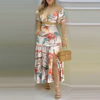 Women's Fashion Solid Color Polyester Printing Skirt Sets main image 4