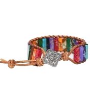 Retro Ethnic Style Geometric Color Block Pu Leather Natural Stone Beaded Braid Natural Stone Bracelets main image 3