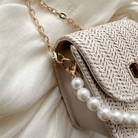 Women's Mini Straw Solid Color Elegant Pearls Lock Clasp Straw Bag main image 9