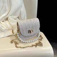 Women's Mini Straw Solid Color Elegant Pearls Lock Clasp Straw Bag main image 10