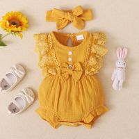 Princesa Color Sólido Lazo Mezcla De Algodón Conjuntos De Ropa De Bebé sku image 12