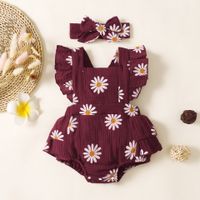 Cute Daisy Bowknot Cotton Blend Girls Dresses main image 2