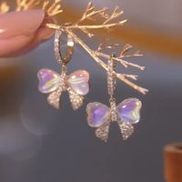 1 Pair Fashion Bow Knot Alloy Inlay Rhinestones Women's Dangling Earrings main image 1