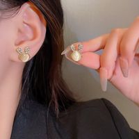 1 Pair Sweet Bunny Ears Alloy Diamond Women's Ear Studs main image 5