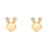 1 Pair Sweet Bunny Ears Alloy Diamond Women's Ear Studs main image 3