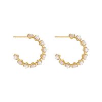 1 Pair Elegant C Shape Diamond Alloy Earrings main image 5