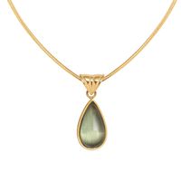 201 Stainless Steel 304 Stainless Steel Glass Gold Plated Retro Preppy Style Roman Style Plating Inlay Water Droplets Artificial Gemstones Pendant Necklace sku image 1