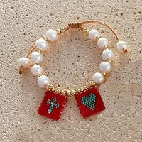 Simple Style Cross Heart Shape Freshwater Pearl Seed Bead Copper Beaded Bracelets main image 3