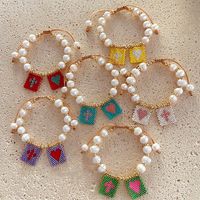 Simple Style Cross Heart Shape Freshwater Pearl Seed Bead Copper Beaded Bracelets main image 1