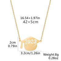 Fashion Doctorial Hat Number Stainless Steel Chain Hollow Out Gold Plated Silver Plated Unisex Pendant Necklace main image 3