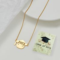 Fashion Doctorial Hat Number Stainless Steel Chain Hollow Out Gold Plated Silver Plated Unisex Pendant Necklace main image 7