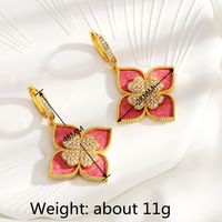 1 Pair Luxurious Four Leaf Clover Flower Copper Inlay Zircon Drop Earrings sku image 4