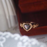Modern Style Heart Shape Sterling Silver Plating Inlay Zircon 24k Gold Plated Rings main image 3