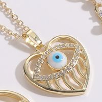 1 Piece Classic Style Devil's Eye Heart Shape Copper Plating Zircon Necklace sku image 7