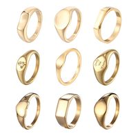 1 Piece Retro Letter Titanium Steel Printing Rings main image 6