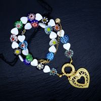 1 Piece Vacation Heart Shape Japanese Rice Tube Freshwater Pearl Beaded Plating Women's Pendant Necklace sku image 2