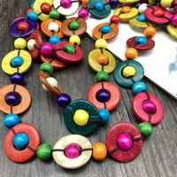 Ethnic Style Round Wood Stoving Varnish Women's Necklace main image 4