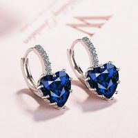 1 Pair Simple Style Heart Shape Copper Inlay Zircon Earrings sku image 5