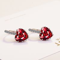 1 Pair Simple Style Heart Shape Copper Inlay Zircon Earrings sku image 4