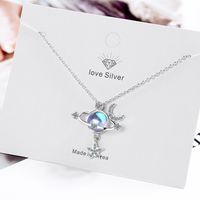 Fashion Star Moon Copper Inlay Moonstone Zircon Pendant Necklace main image 1