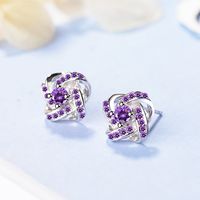 1 Pair Fashion Flower Copper Inlaid Zircon Ear Studs main image 4